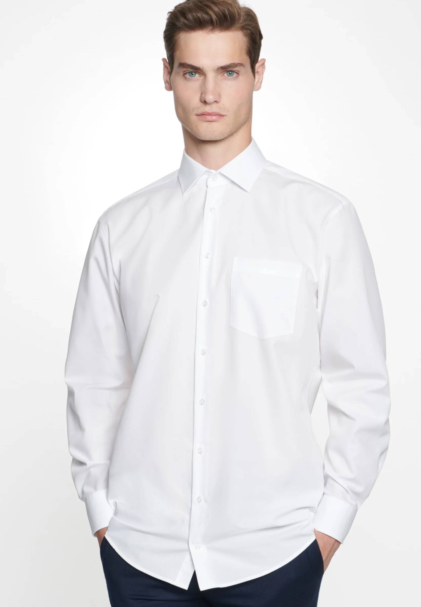 Seidensticker Herren Langarm Hemd Tailored weiß struktur 246897.01 